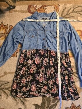 Vintage Denim & Floral Babydoll Dress — at last & co., Size L